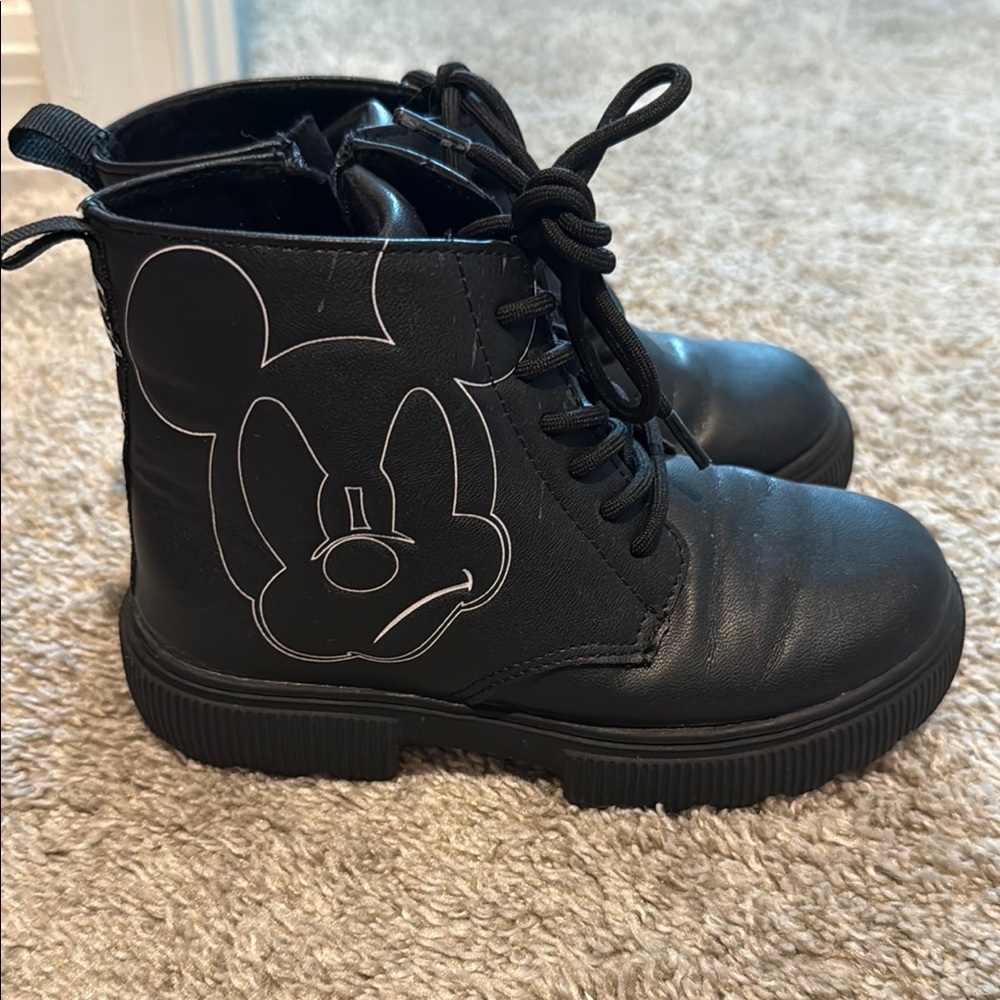 Disney Black Combat Boots with Mickey Mouse Design